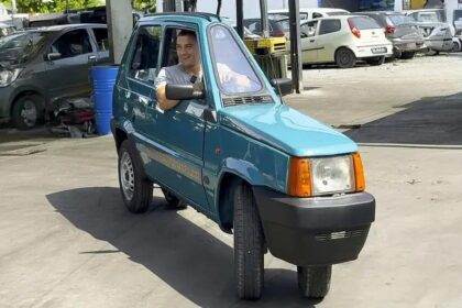 Panda 1993 elétrico reduzido a 50,2 cm bate recorde de veículo mais estreito